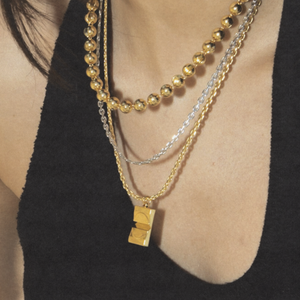 Square Concave Piece Ornamented Necklace
