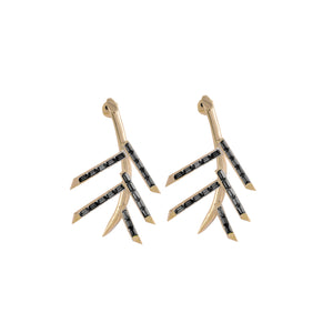 Pine Needle Black Spinel Earrings