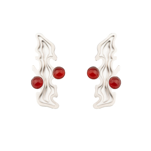 Large Red Jade Earrings