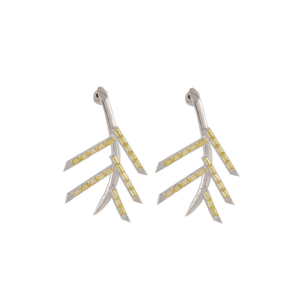 Pine Needle Green Spinel Earrings