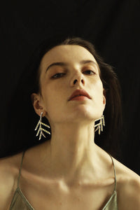 Pine Needle Red Spinel Earrings