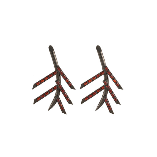 Pine Needle Red Spinel Earrings
