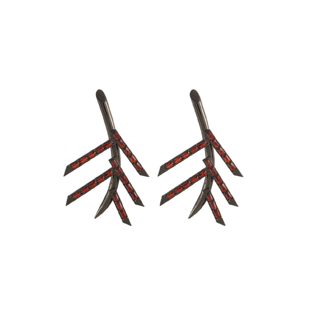 Pine Needle Red Spinel Earrings