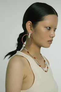 Red Round Jade Earrings