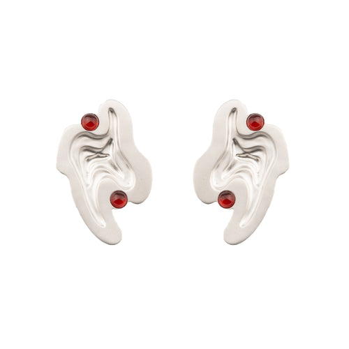 Small Red Jade Earrings