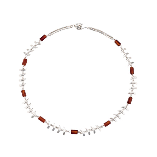 Pine Needle Red Jade Necklace