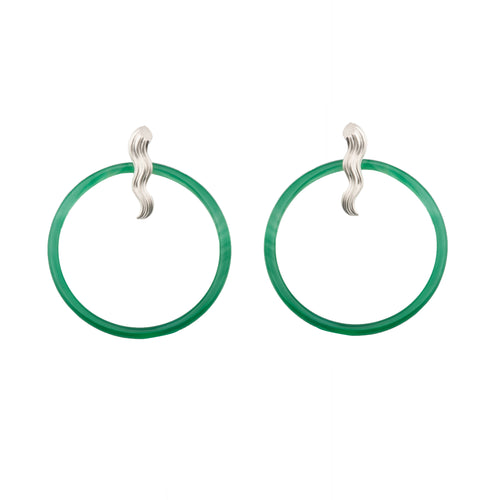 Green Round Jade Earrings