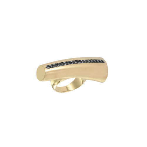 Three-Dimensional Pine Needle Black Spinel Ring