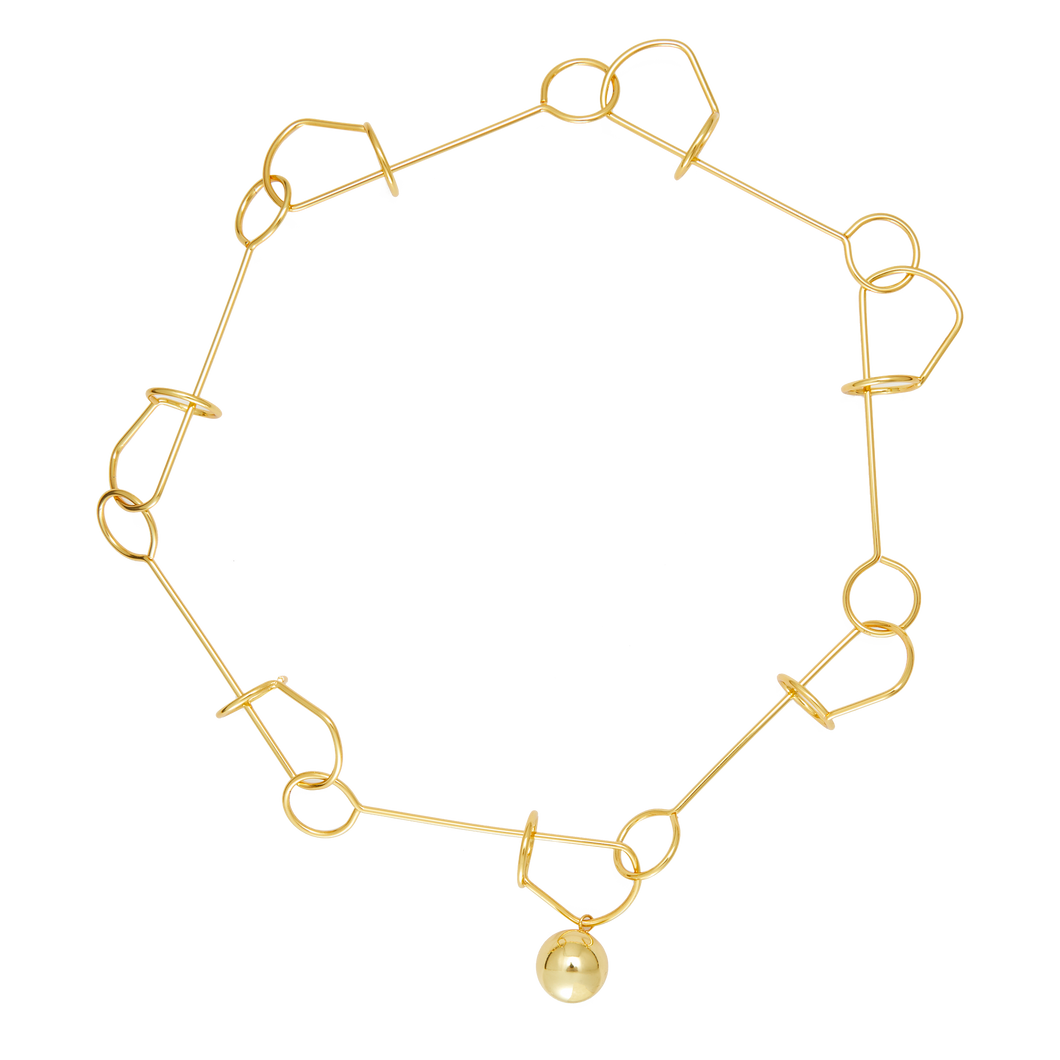 Pine-Needle Knot Necklace With A Ball Pendant