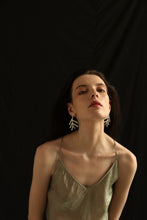 Pine Needle Black Spinel Earrings